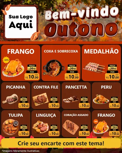 Modelo de Rede Social para Feed Instagram com o tema Bem-vindo Outono para Assados