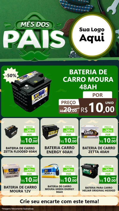Modelo de Rede Social para Stories com o tema Mês dos Pais para Baterias Elétricas