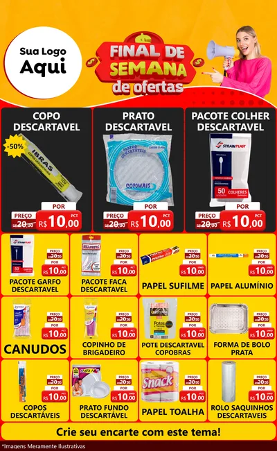 Modelo de Encarte para Encarte Grande com o tema Final de Semana de Ofertas para Embalagens
