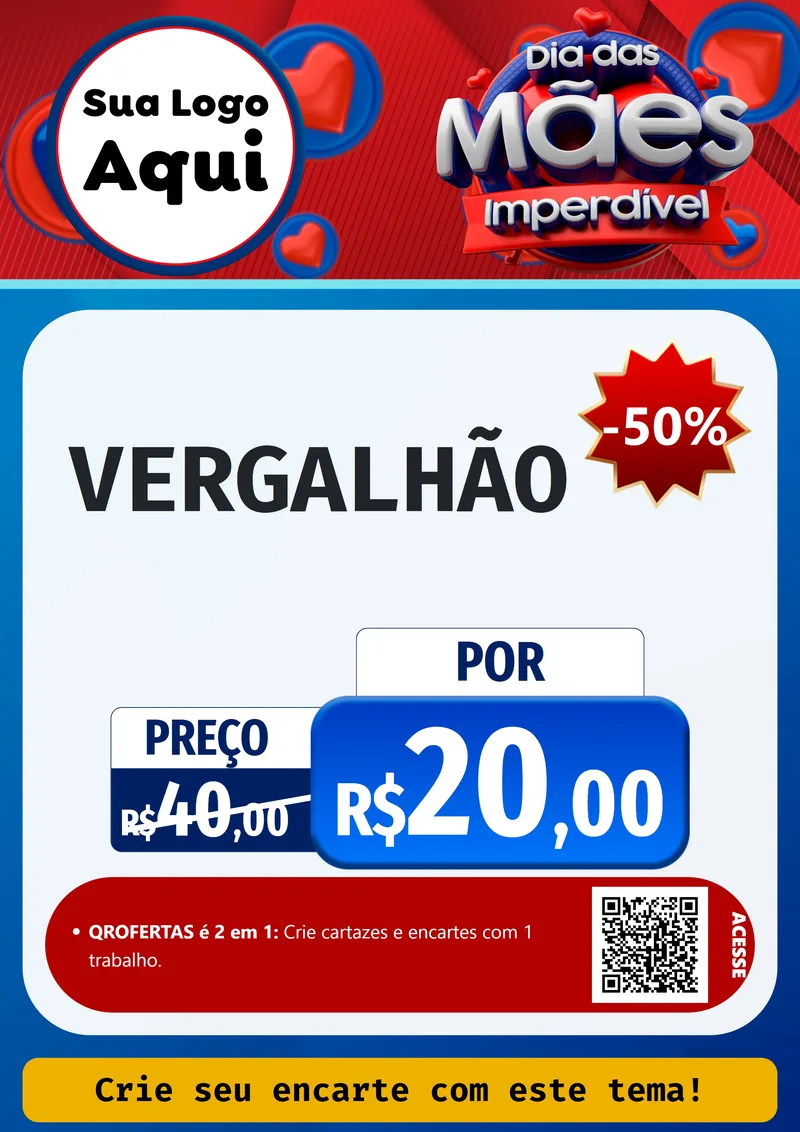 Modelo de Cartaz para Cartaz A4 Vertical com o tema Dia Das Mães Imperdível para Ferragens
