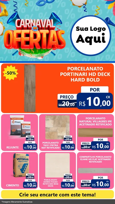 Modelo de Rede Social para Stories com o tema Carnaval de Ofertas para Pisos e revestimentos