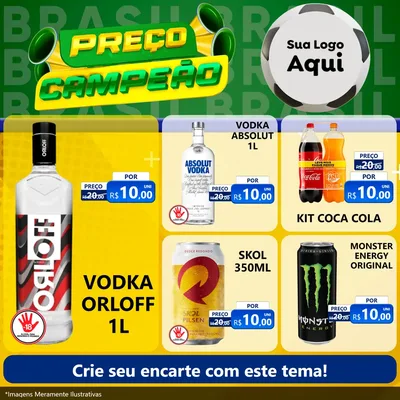Modelo de Rede Social para Feed Facebook com o tema Preço Campeão - Copa para Distribuidora de bebidas