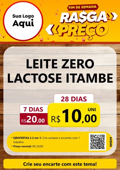 Modelo de Cartaz para Cartaz A4 Vertical com o tema Fim de Semana Rasga Preços para Frios e Laticínios