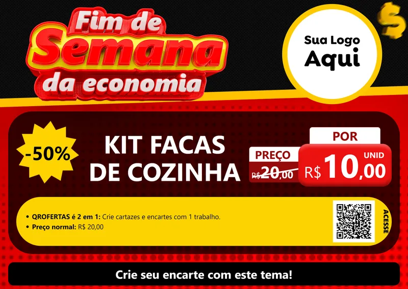Modelo de Cartaz para Cartaz A4 Horizontal com o tema Fim de Semana da Economia para Utilidades Domésticas