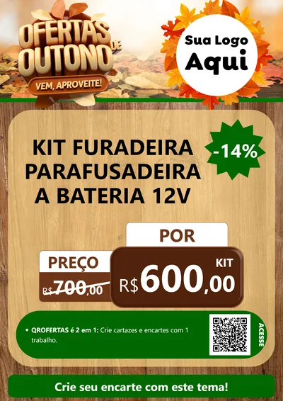 Modelo de Cartaz para Cartaz A4 Vertical com o tema Ofertas de Outono - Vem, Aproveite! para Maquinas e Ferramentas
