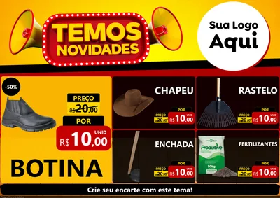 Modelo de Encarte para Encarte A4 Horizontal com o tema Temos Novidades para Agropecuária
