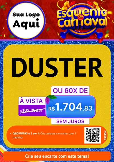 Modelo de Cartaz para Cartaz A4 Vertical com o tema Esquenta de Carnaval para Concessionaria de Carros
