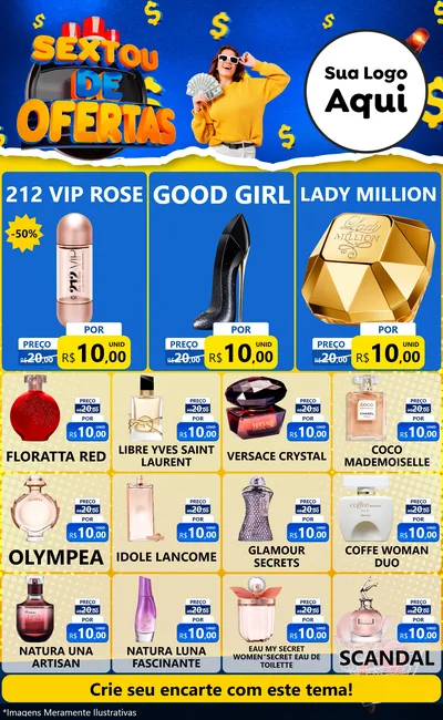 Modelo de Encarte para Encarte Grande com o tema Sextou de Ofertas para Perfumes