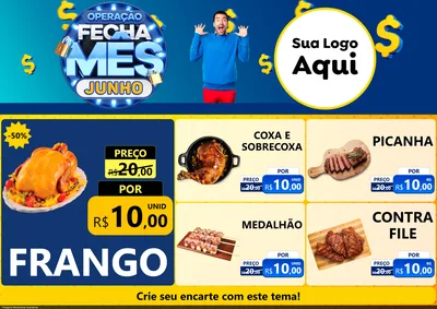 Modelo de Encarte para Encarte A4 Horizontal com o tema Operação Fecha Mês, Junho para Assados
