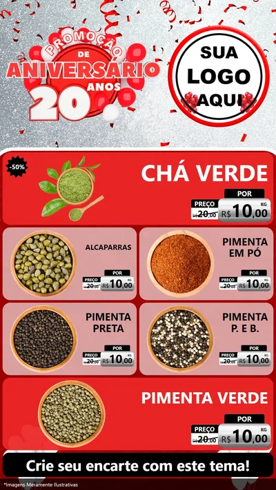 Modelo de TV para TV Vertical com o tema Promoção de Aniversário - 20 Anos para Produtos Naturais