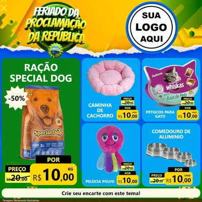 Modelo de Rede Social para Feed Facebook com o tema Feriado da Proclamação da República para Pet Shop
