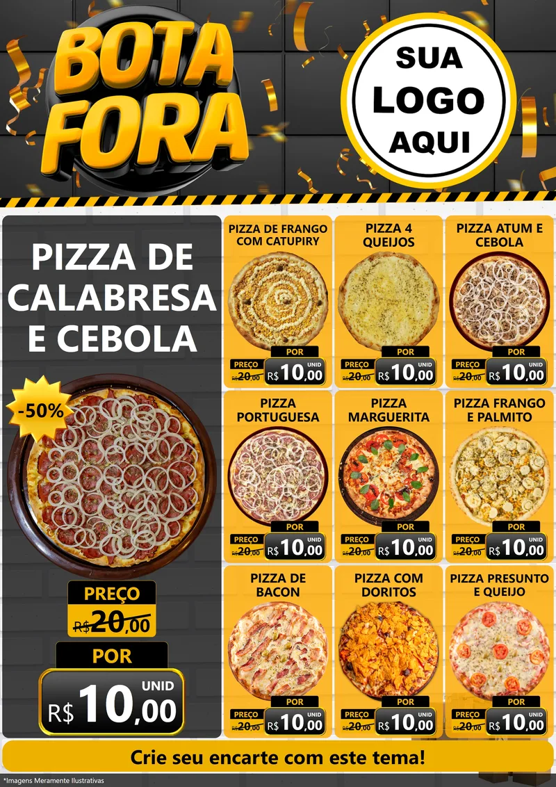 Modelo de Encarte para Encarte A4 Vertical com o tema Bota Fora para Pizzaria