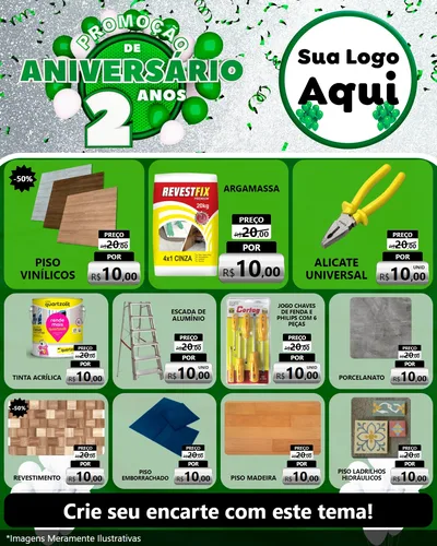 Modelo de Rede Social para Feed Instagram com o tema Promoção de Aniversário - 2 Anos para Material para Construção