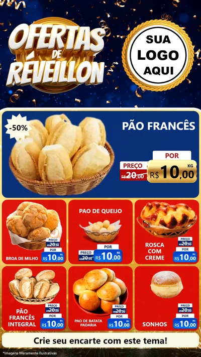 Modelo de Rede Social para Stories com o tema Ofertas de Réveillon para Padaria