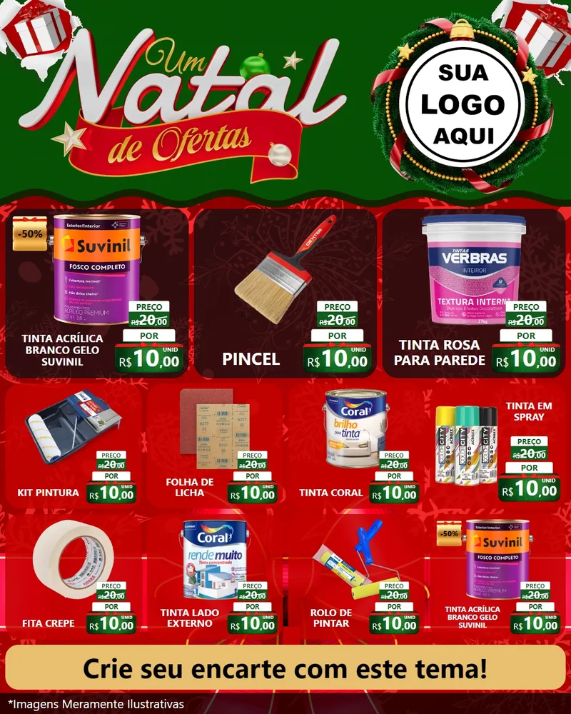 Modelo de Rede Social para Feed Instagram com o tema Um Natal de Ofertas para Tintas e Ferramentas