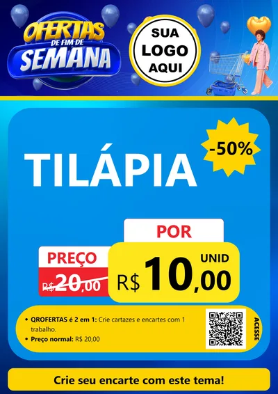 Modelo de Cartaz para Cartaz A4 Vertical com o tema Ofertas de Fim de Semana para Peixaria