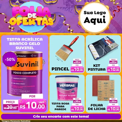 Modelo de Rede Social para Feed Facebook com o tema Folia de Ofertas para Tintas e Ferramentas