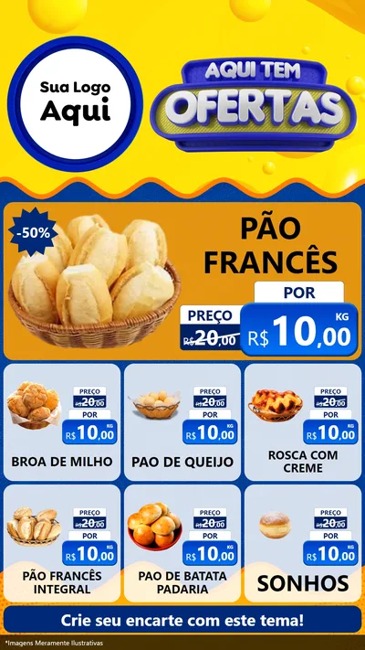 Modelo de Rede Social para Stories com o tema Aqui Tem Ofertas para Padaria