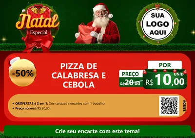 Modelo de Cartaz para Cartaz A4 Horizontal com o tema Natal Especial para Pizzaria