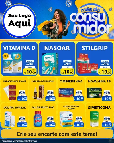 Modelo de Rede Social para Feed Instagram com o tema Mês do Consumidor para Farmácia