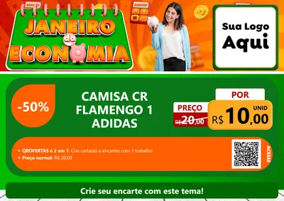 Modelo de Cartaz para Cartaz A4 Horizontal com o tema Janeiro da Economia para Roupas e acessórios