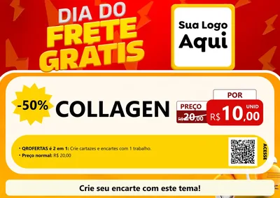 Modelo de Cartaz para Cartaz A4 Horizontal com o tema Dia do Frete Grátis para Suplementos alimentares