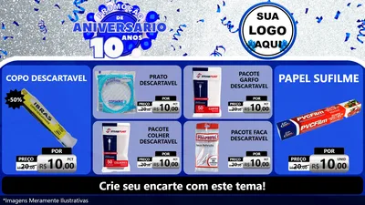 Modelo de TV para TV Horizontal com o tema Promoção de Aniversário - 10 Anos para Embalagens