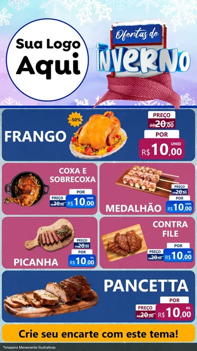 Modelo de TV para TV Vertical com o tema Ofertas de Inverno para Assados