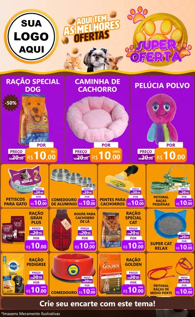 Modelo de Encarte para Encarte Grande com o tema Super Oferta - Pet Shop para Pet Shop