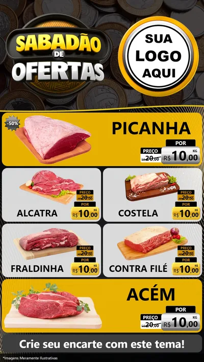 Modelo de TV para TV Vertical com o tema Sabadão de Ofertas para Açougue