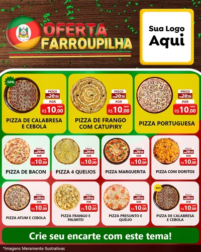 Modelo de Rede Social para Feed Instagram com o tema Oferta Farroupilha para Pizzaria