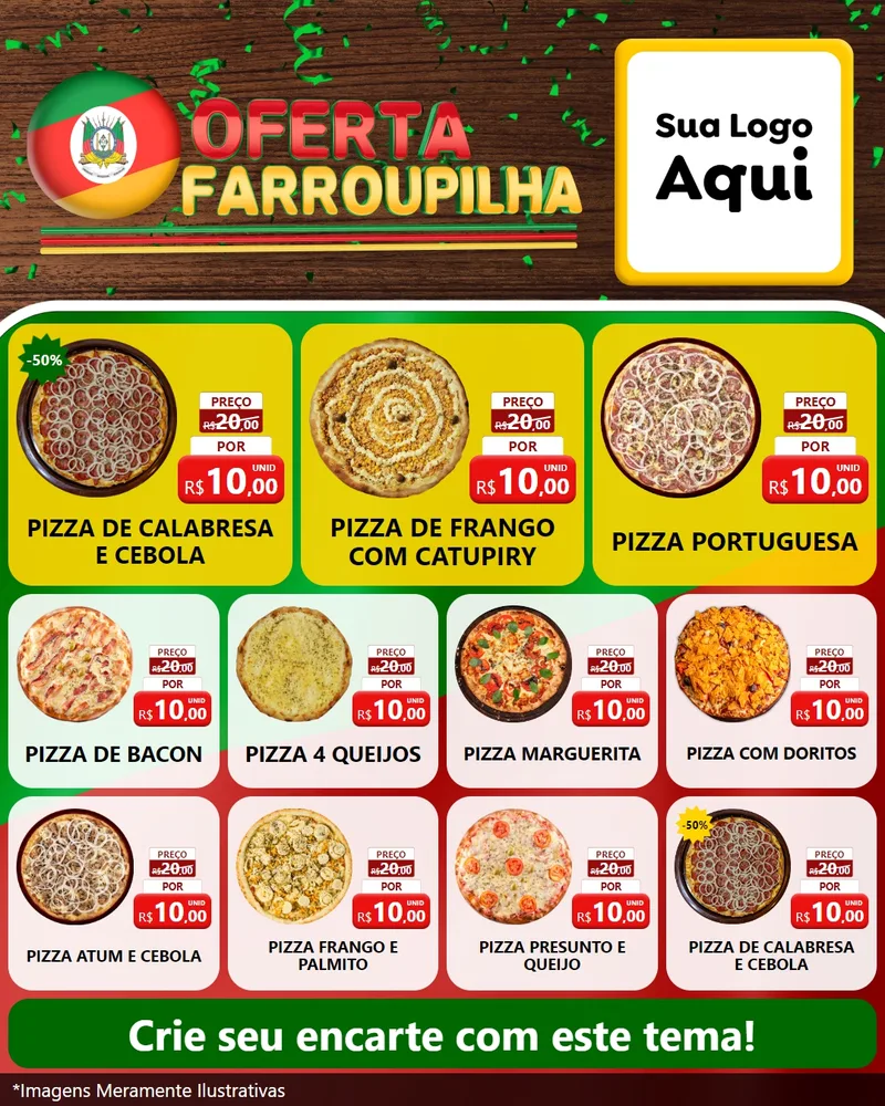 Modelo de Rede Social para Feed Instagram com o tema Oferta Farroupilha para Pizzaria