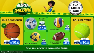 Modelo de TV para TV Horizontal com o tema Alerta de Desconto para Artigos Esportivos