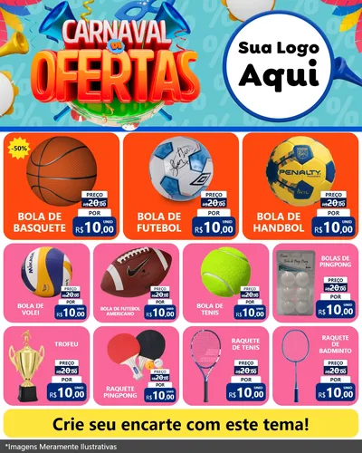 Modelo de Rede Social para Feed Instagram com o tema Carnaval de Ofertas para Artigos Esportivos