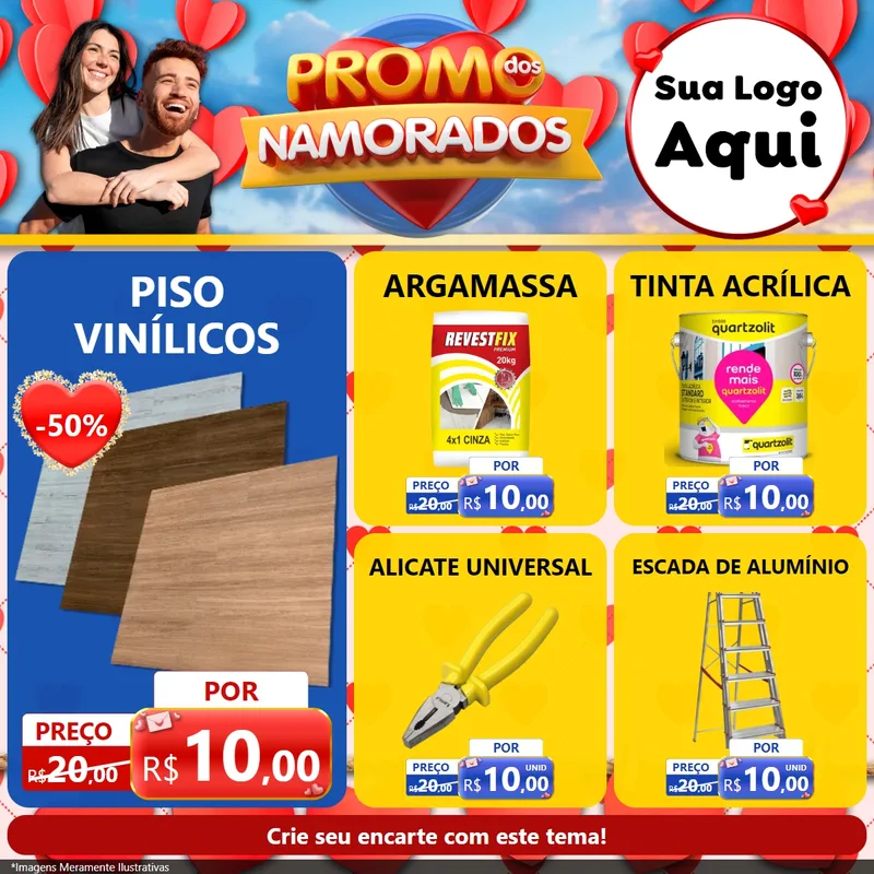 Modelo de Rede Social para Feed Facebook com o tema Promo dos Namorados para Material para Construção