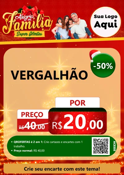Modelo de Cartaz para Cartaz A4 Vertical com o tema Alegria em Família Super Ofertas - Natal para Ferragens