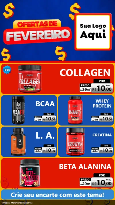 Modelo de TV para TV Vertical com o tema Ofertas de Fevereiro para Suplementos alimentares