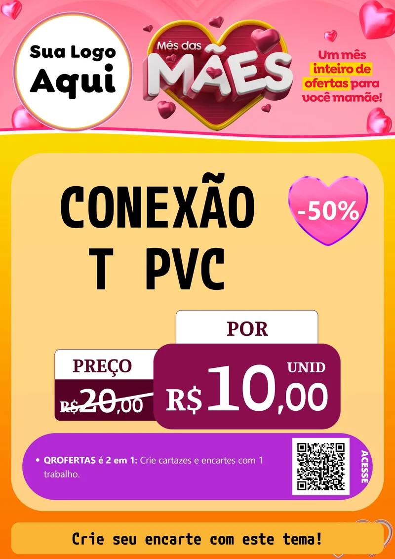 Modelo de Cartaz para Cartaz A4 Vertical com o tema Mês das Mães para Tubos e conexões