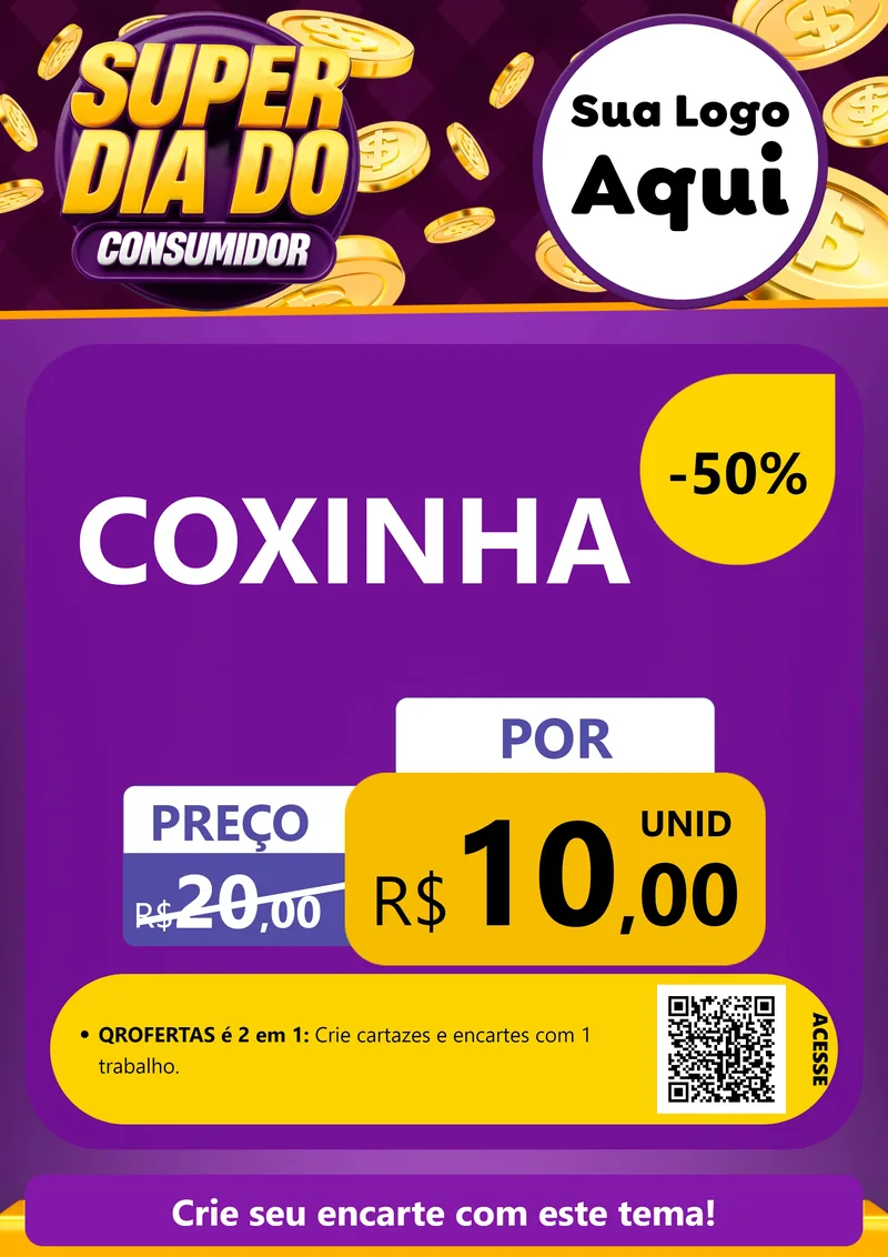 Modelo de Cartaz para Cartaz A4 Vertical com o tema Super Dia do Consumidor para Salgadaria