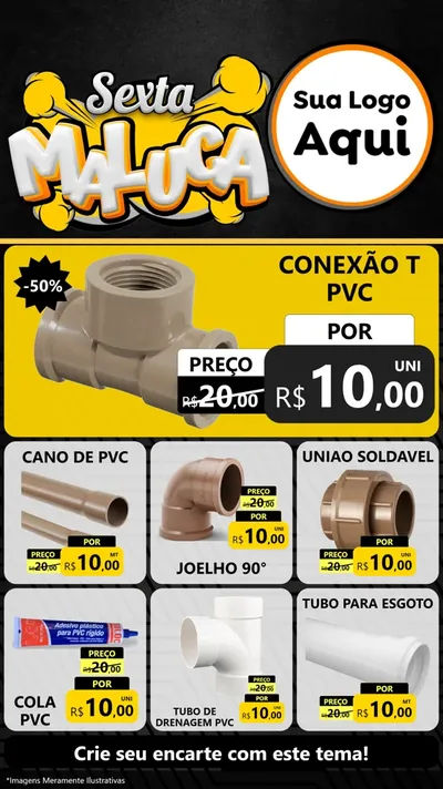 Modelo de Rede Social para Stories com o tema Sexta Maluca para Tubos e conexões
