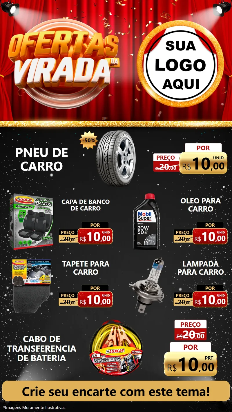 Modelo de TV para TV Vertical com o tema Ofertas da Virada para Auto peças