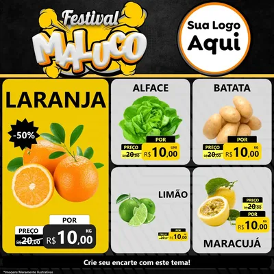 Modelo de Rede Social para Feed Facebook com o tema Festival Maluco para Hortifrúti
