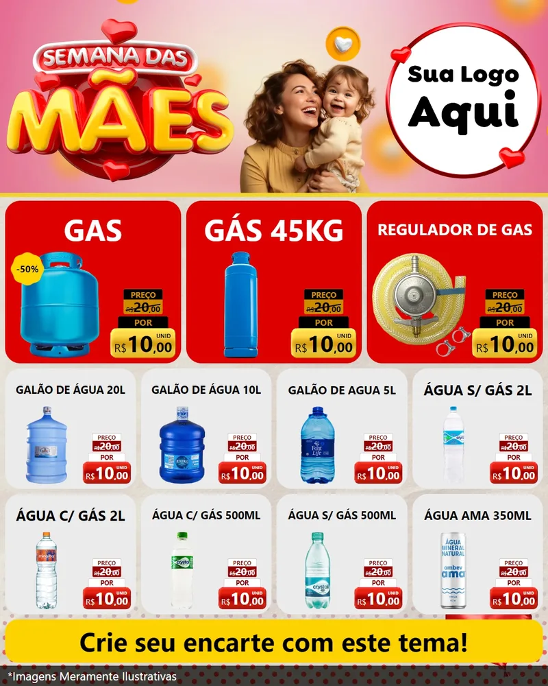 Modelo de Rede Social para Feed Instagram com o tema Semana das Mães para Água e gás