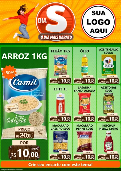 Modelo de Encarte para Encarte A4 Vertical com o tema Dia S - O Dia Mais Barato para Supermercado