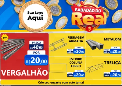 Modelo de Encarte para Encarte A4 Horizontal com o tema Sabadão do Real para Ferragens