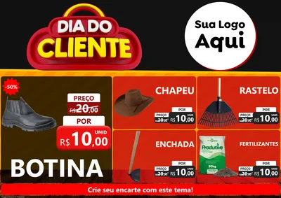 Modelo de Encarte para Encarte A4 Horizontal com o tema Dia do Cliente para Agropecuária