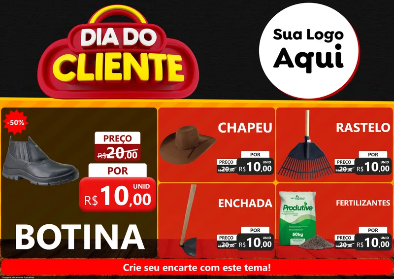 Modelo de Encarte para Encarte A4 Horizontal com o tema Dia do Cliente para Agropecuária