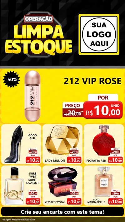 Modelo de Rede Social para Stories com o tema Operação Limpa Estoque para Perfumes