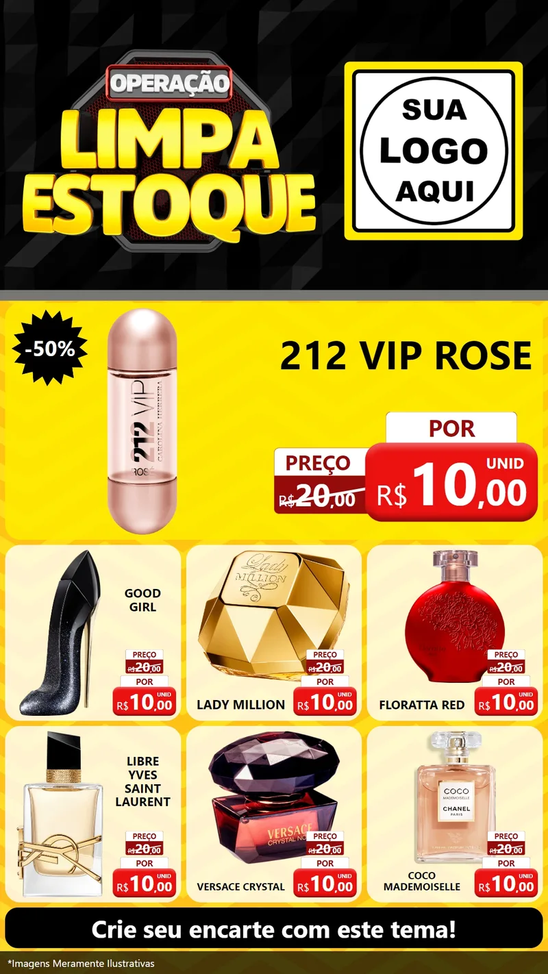 Modelo de Rede Social para Stories com o tema Operação Limpa Estoque para Perfumes