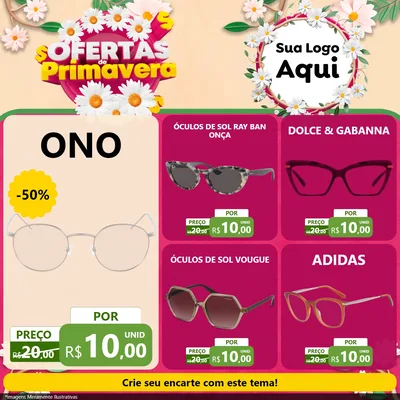 Modelo de Rede Social para Feed Facebook com o tema Ofertas de Primavera para Óticas